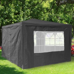 Graue Pavillon Seitenwand aus PE/PVC mit großem Fenster, 2x3m, für Garten und Partyzelt. Schützt vor Wind und Regen.