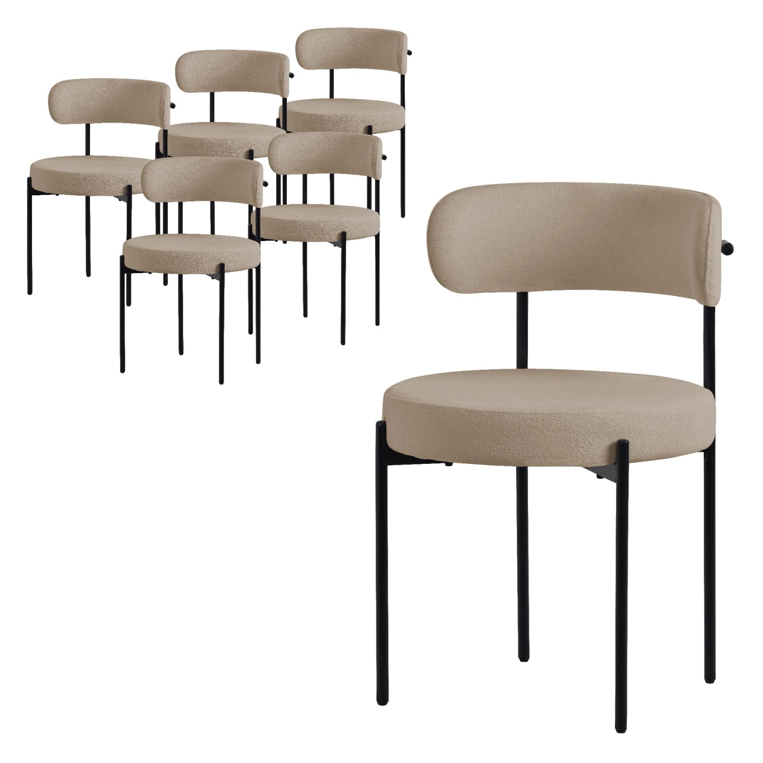 ML-Design Esszimmerstühle 6Er Set Küchenstuhl aus Teddystoff Braun günstig online kaufen