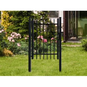 Anthrazitfarbenes Dekor-Einzeltor Porto zum Einbetonieren, 120x180 cm, mit Schloss und Drückergarnitur.