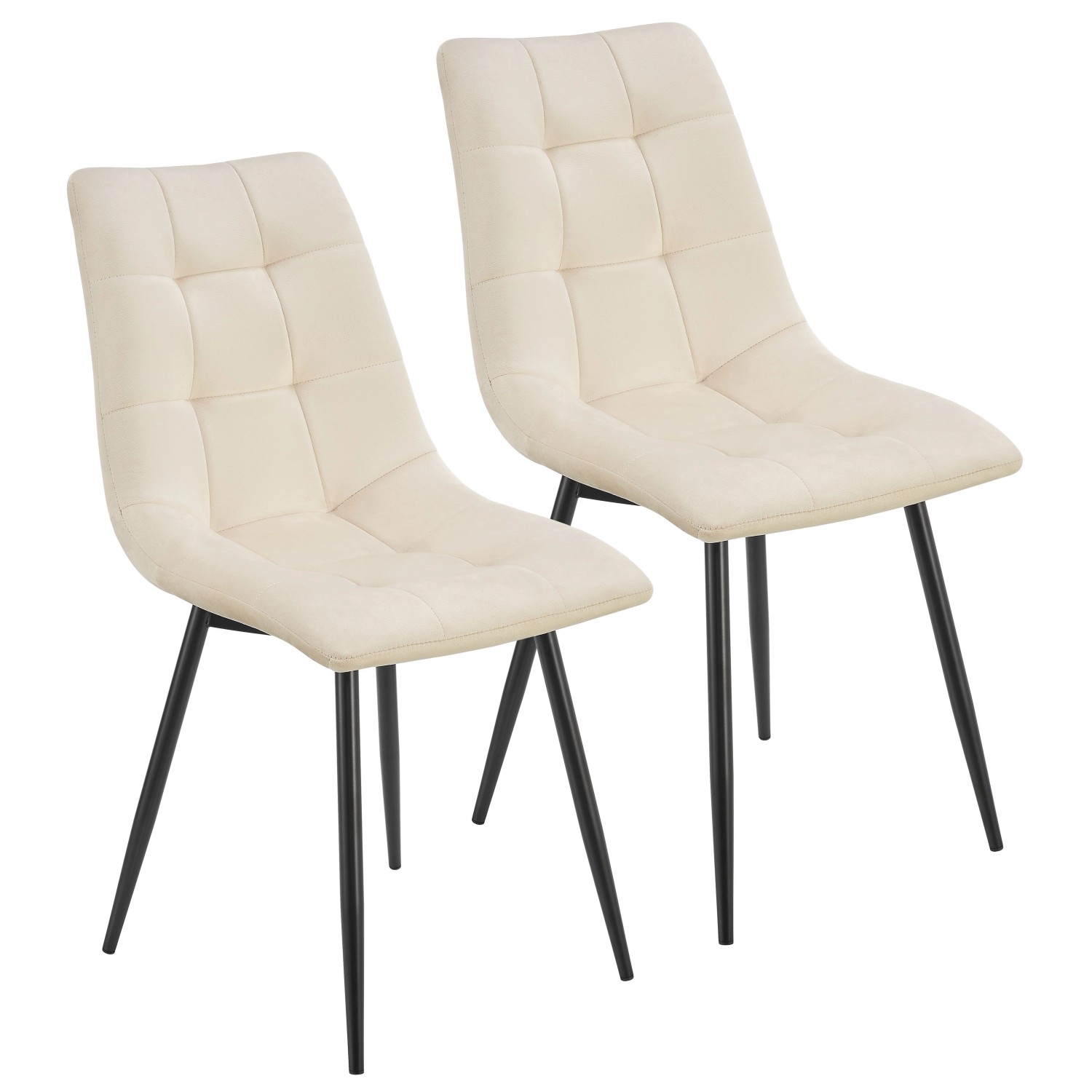 Juskys Esszimmerstuhl Blanca 2er Set mit Samt Beige günstig online kaufen