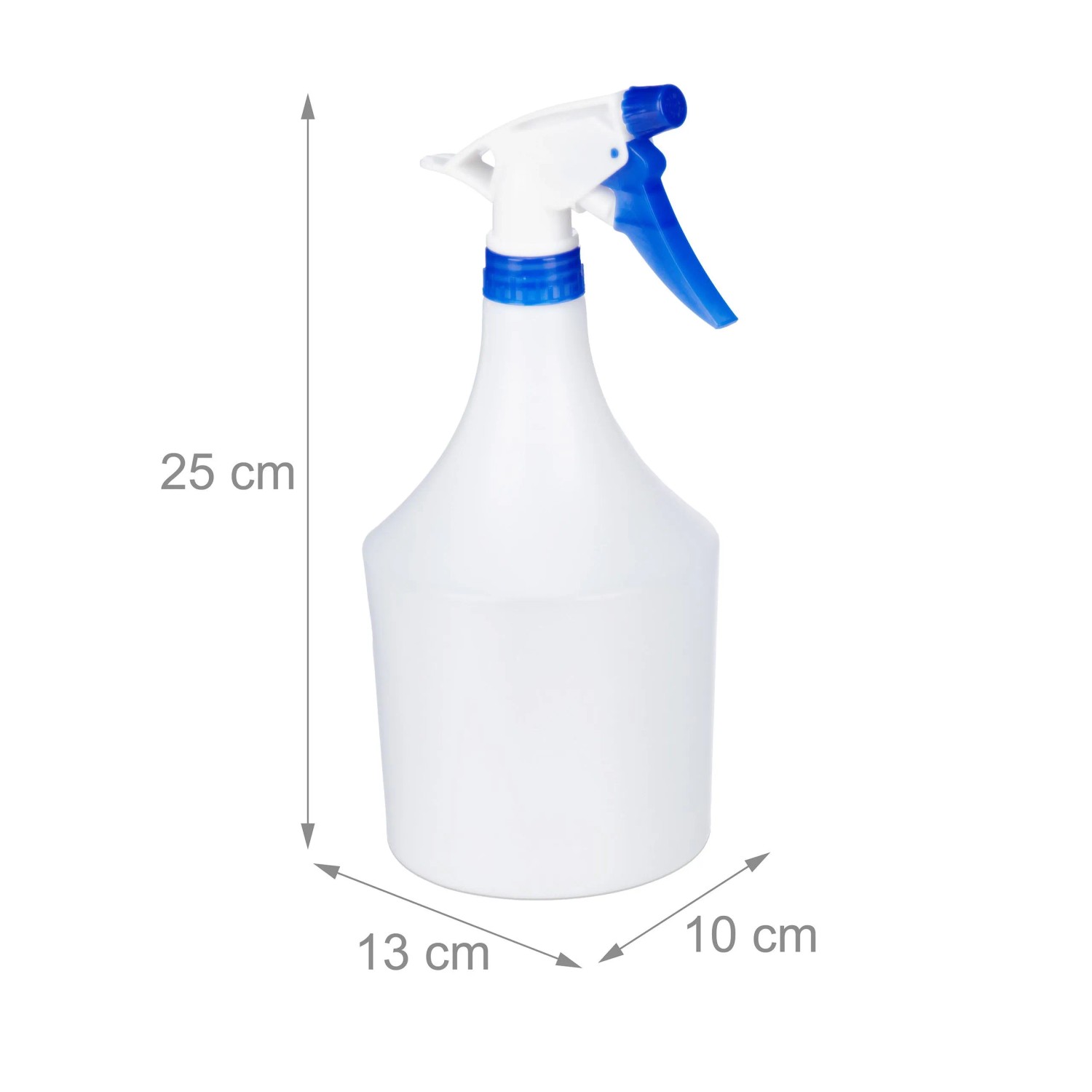 Relaxdays Sprühflasche, 3er Set, Kunststoff, blau/weiß, einstellbare Düse, ca. 25 cm hoch.