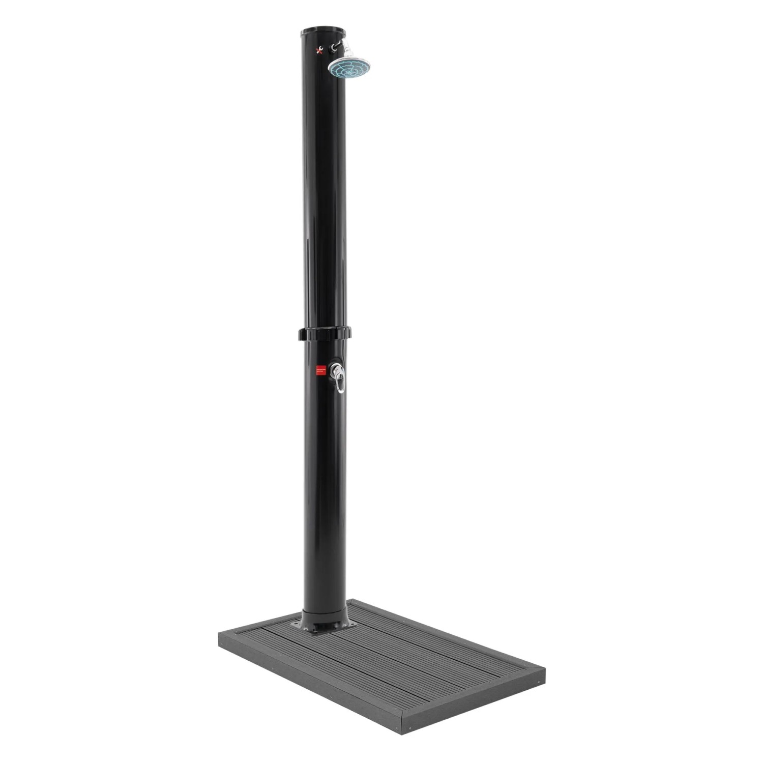 ML-Design Solardusche 35L 217cm Schwarz Fußdusche Bodenplatte