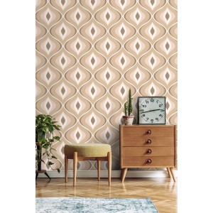 ESTAhome Tapete Retro-Ornamente Beige und Braun 50 x 900 cm