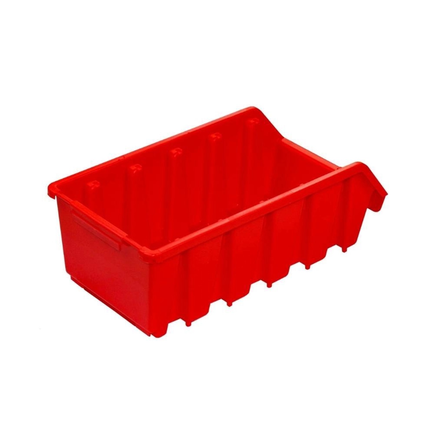 Rote PROREGAL Sichtlagerbox 2L aus Polypropylen, ideal für Aufbewahrungssysteme.