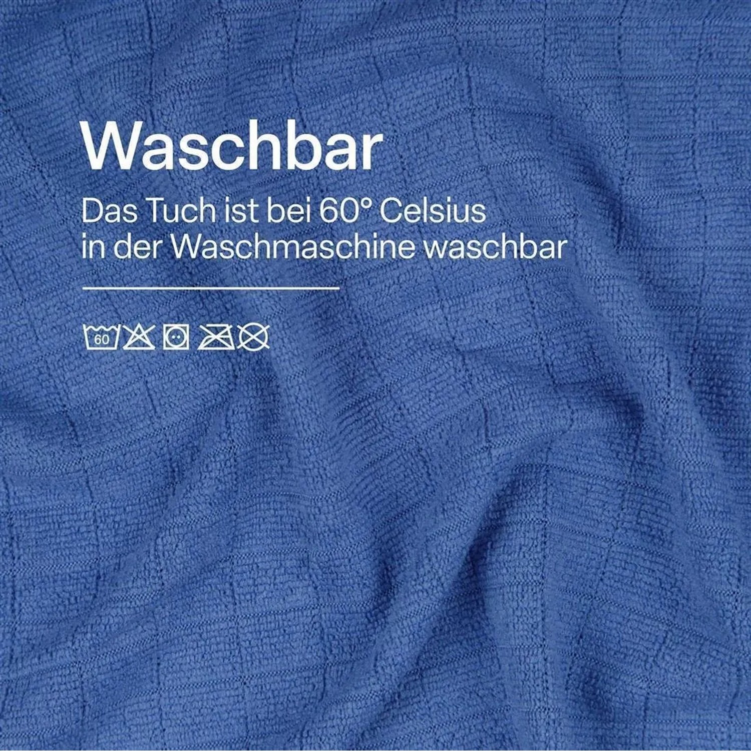 Blaues Microfaser Geschirrtuch Sunshine, waschbar bis 60°C.