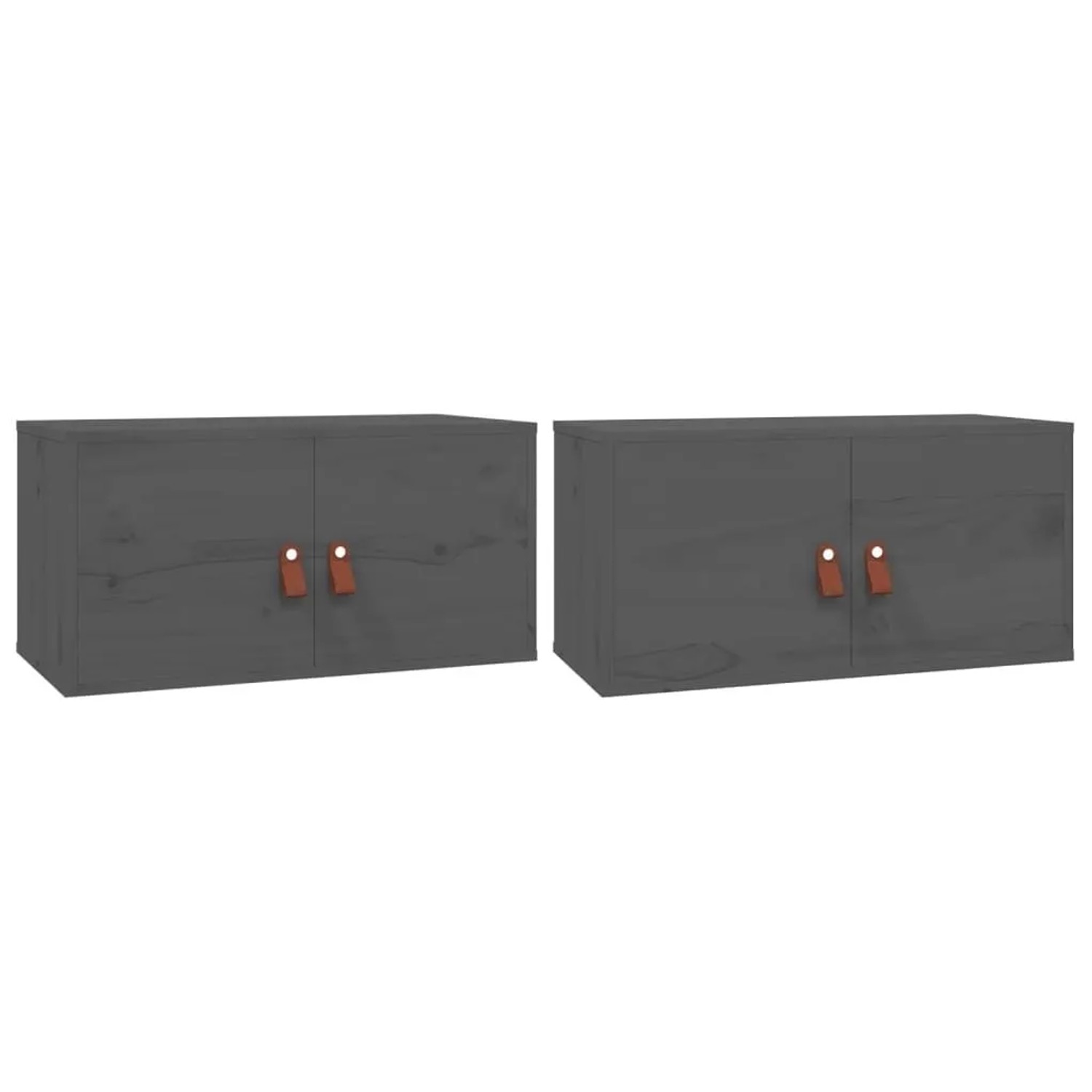 vidaXL Wandschränke 2 Stk Grau 60x30x30 cm Massivholz Kiefer 818370