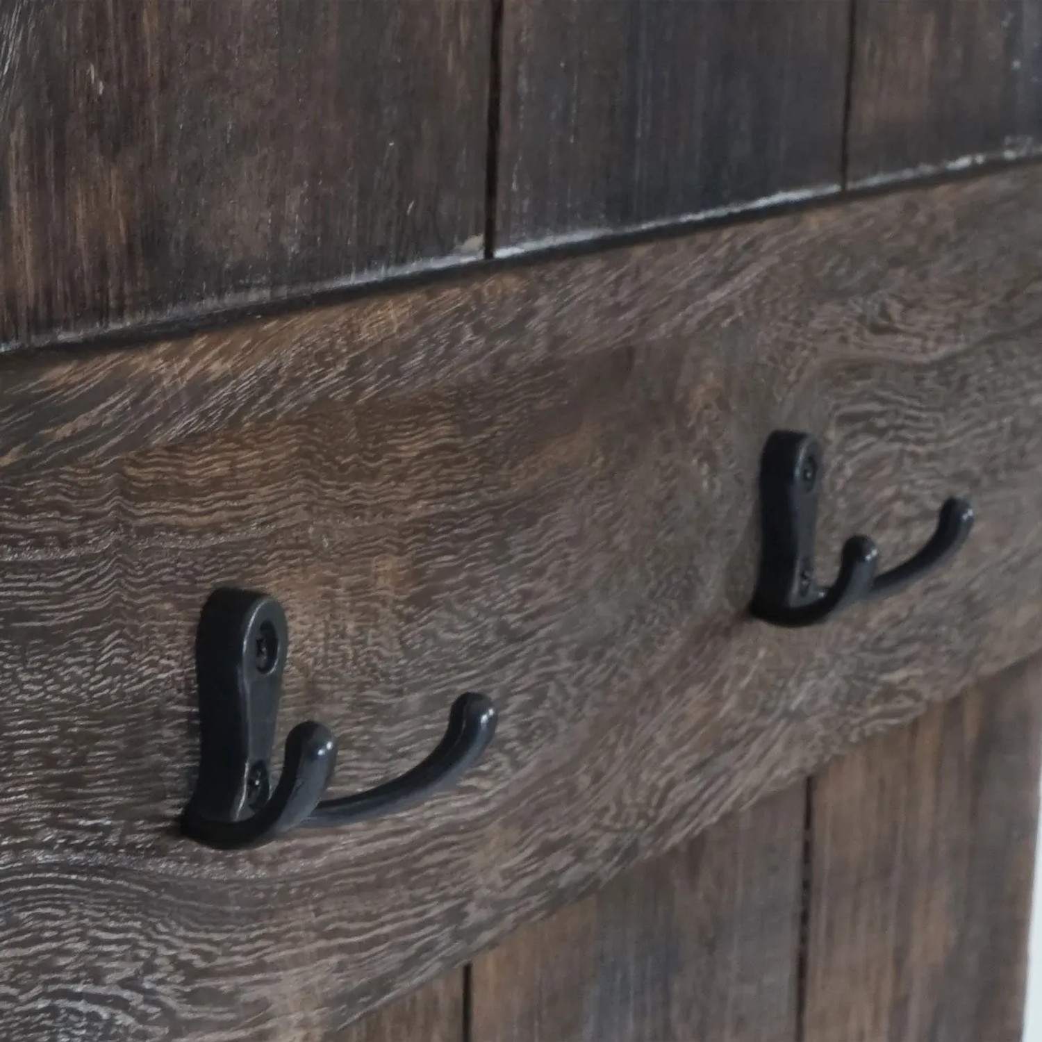 BERLINLODGE Wandgarderobe 91x60x10cm 6 Haken Braun Shabby_5