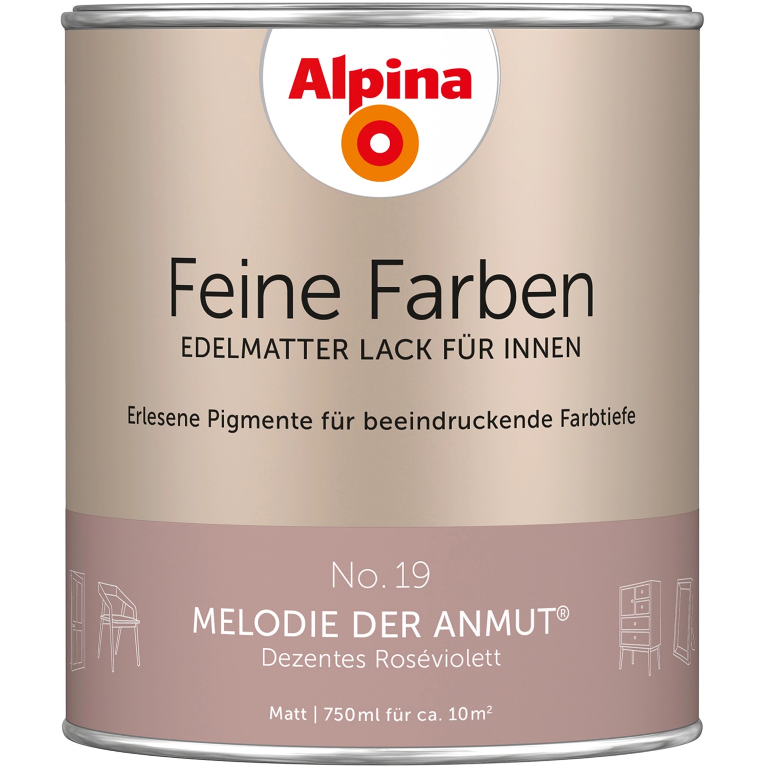 Alpina Feine Farben Lack No. 19  Melodie der Anmut® Lila edelmatt 750 ml
