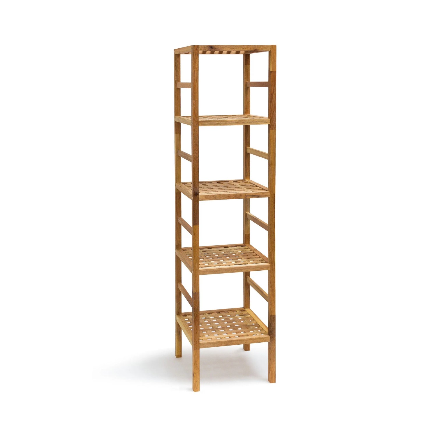 Relaxdays Badregal Walnussholz Braun 5 Böden 150 cm x 35,5 cm x 35,5 cm