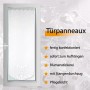 Bestlivings Türpanneau 180x60 cm, weiß mit Blumenstickerei, am Fenster.