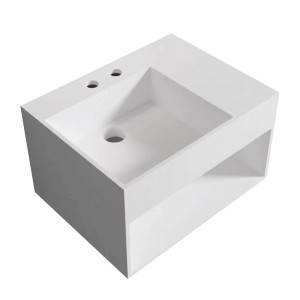 Bernstein Wandwaschbecken PB2158, Mineralguss, weiß matt, mit Ablagefach.