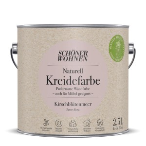 Schöner Wohnen Naturell Kreidefarbe Kirschblütenmeer, 2,5 l Dose. Pudermatte Wandfarbe, zartes Rosa.