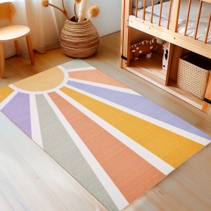 Ayyildiz Kinderteppich Play 2020 Multi, 80x120 cm, mit buntem Sonnen-Design im Kinderzimmer.