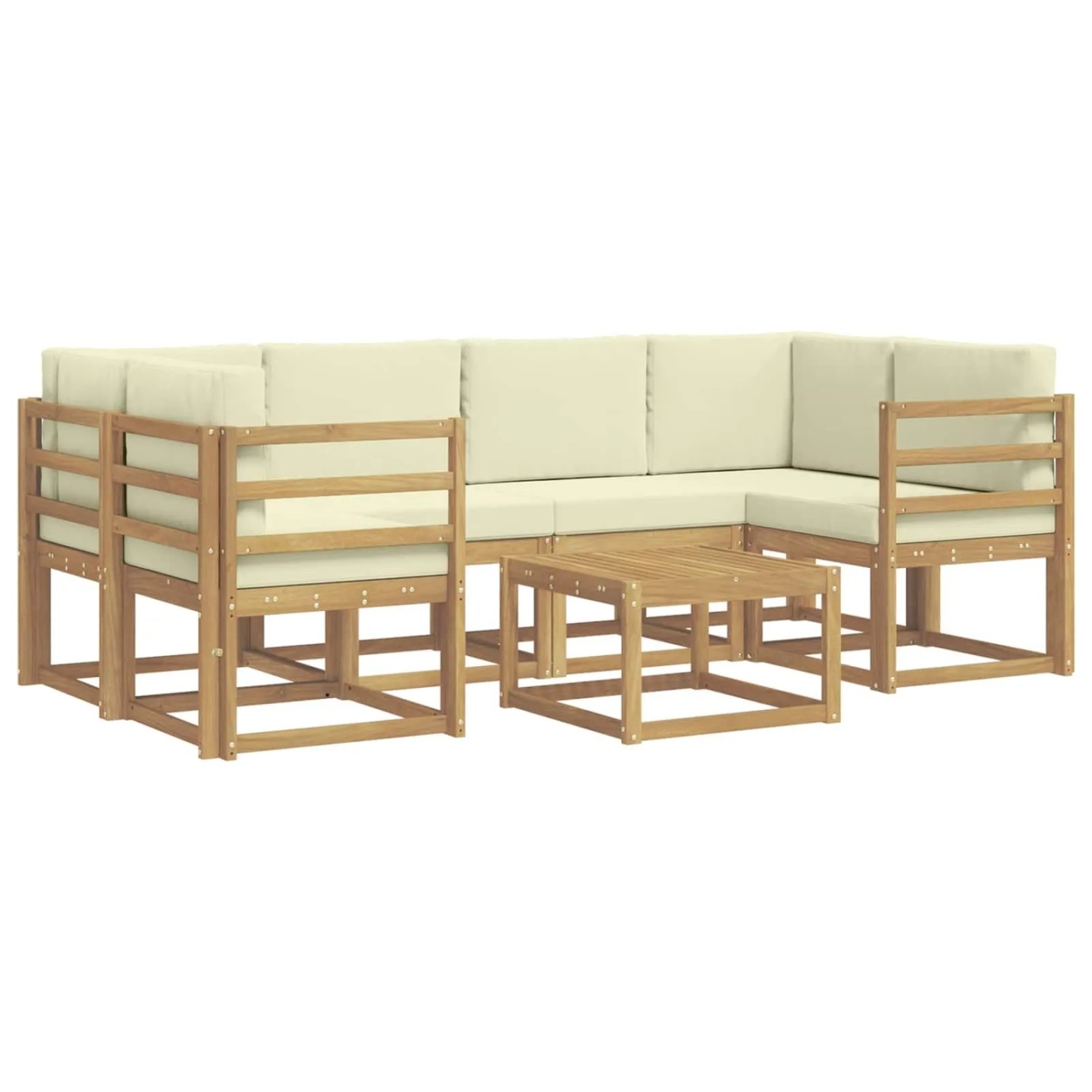 vidaXL Outdoor-Sofagarnitur mit Kissen 7-Tlg Weiß und Creme 3387299