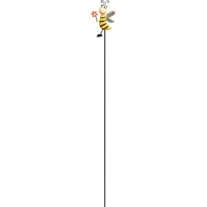 Gartenstecker Biene, mehrfarbig, 95 cm hoch, aus Metall für Beet und Pflanzkasten.