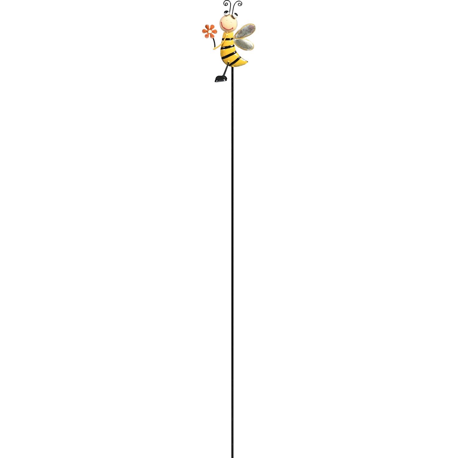 Gartenstecker Biene, mehrfarbig, 95 cm hoch, aus Metall für Beet und Pflanzkasten.
