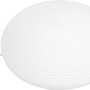 Weiße Philips Hue Flourish Tischleuchte mit feinen horizontalen Linien und warmweißem Licht.