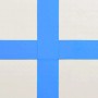 Nahaufnahme der vidaXL aufblasbaren Gymnastikmatte: Blauer Streifen auf grauem PVC. Für Sport & Fitness.