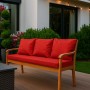 Rotes Setgarden Bankkissen für 2-Sitzer Gartenbank, 100x60 cm + 2 Rückenkissen 50x56 cm.