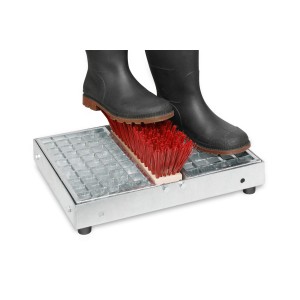 PROREGAL Robuster Schuhreiniger Mit Bürste HxBxT 45,5 x 35,5 x 17 cm Stahl Gitterrost Silber