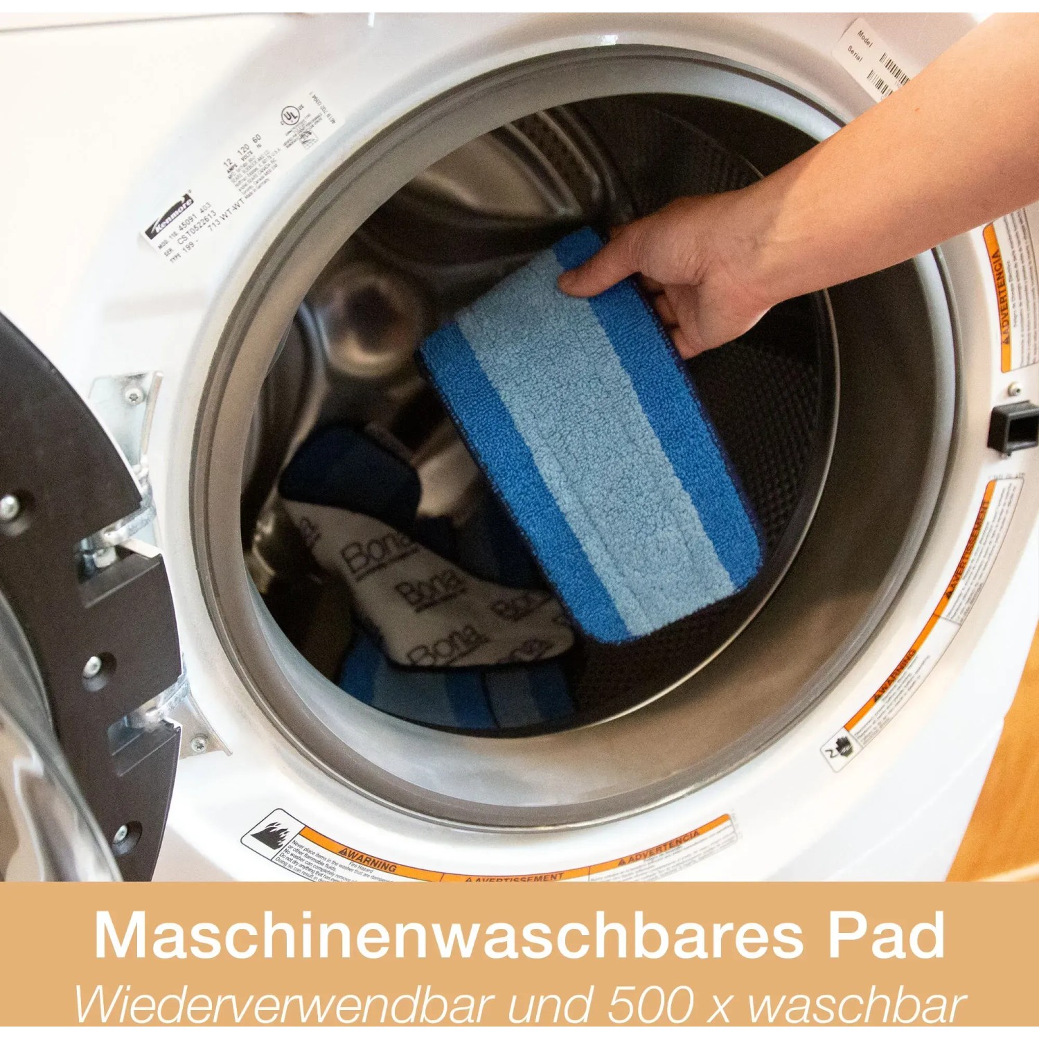 Bona Spray Mop Pad, maschinenwaschbar in Waschmaschine. Reinigungspad für Holzböden.