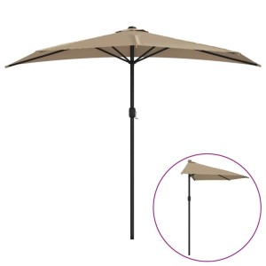 vidaXL Balkon-Sonnenschirm mit Alu-Mast Taupe 270x144 cm Halbrund 44590