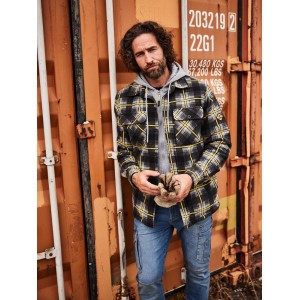 Roadsign Thermohemd mit Kapuze in Anthrazit/Gelb, Größe L. Arbeitskleidung mit Fütterung und Sweatshirteinsatz.