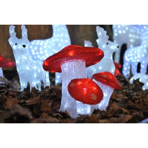LED-Fliegenpilze, 3er-Set, Acryl, kaltweiß, für Außen: Dekorative Gartenbeleuchtung.