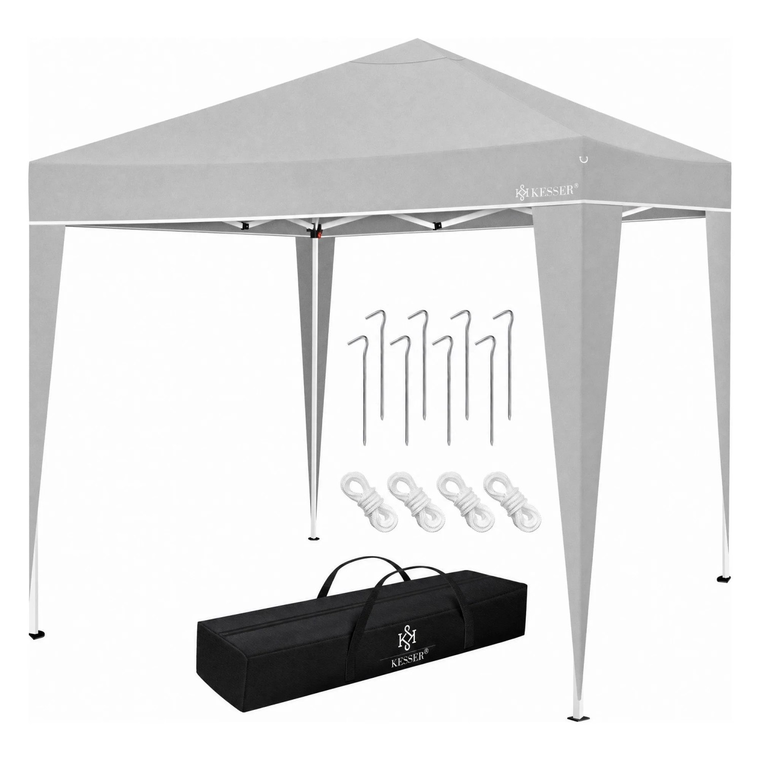 KESSER Faltpavillon mit Pop Up Klicksystem UV Schutz 50+ 3 x 3 m Grau