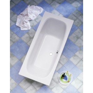 Ottofond Badewanne Malta, 180 cm, Weiß. Rechteckige Körperform-Badewanne mit Mittelablauf.