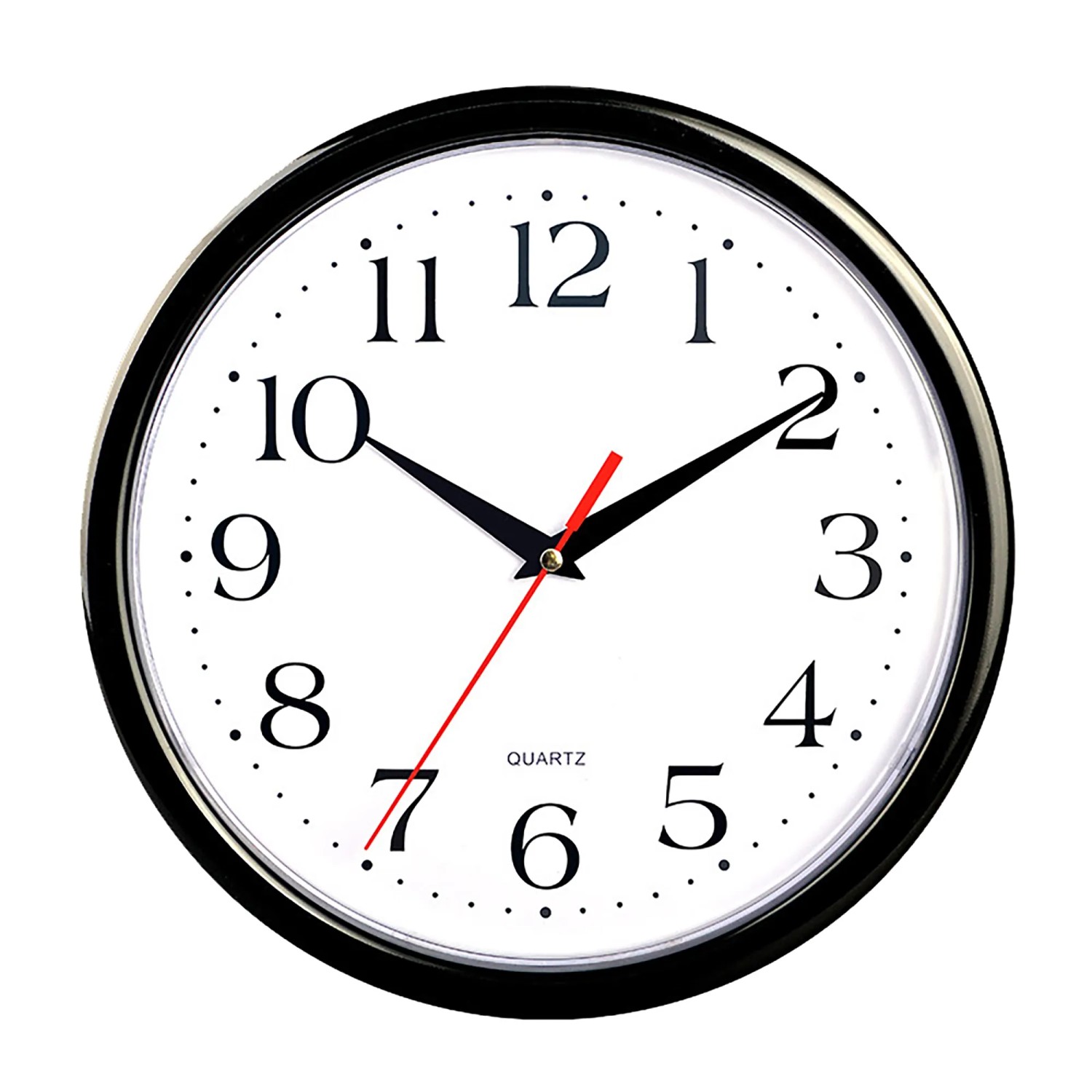 Wall-Art Wanduhr Klassisch Roter Sekundenzeiger Ø 25 cm Schwarz-Weiß