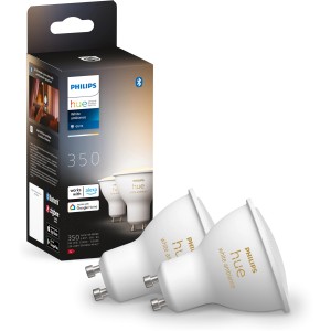 Philips Hue GU10 LED-Spot White Ambiance Doppelpack mit Verpackung.