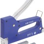 LUX Handtacker Classic, blau, mit Klammern. Geeignet für Paneele und Isolierstoffe.