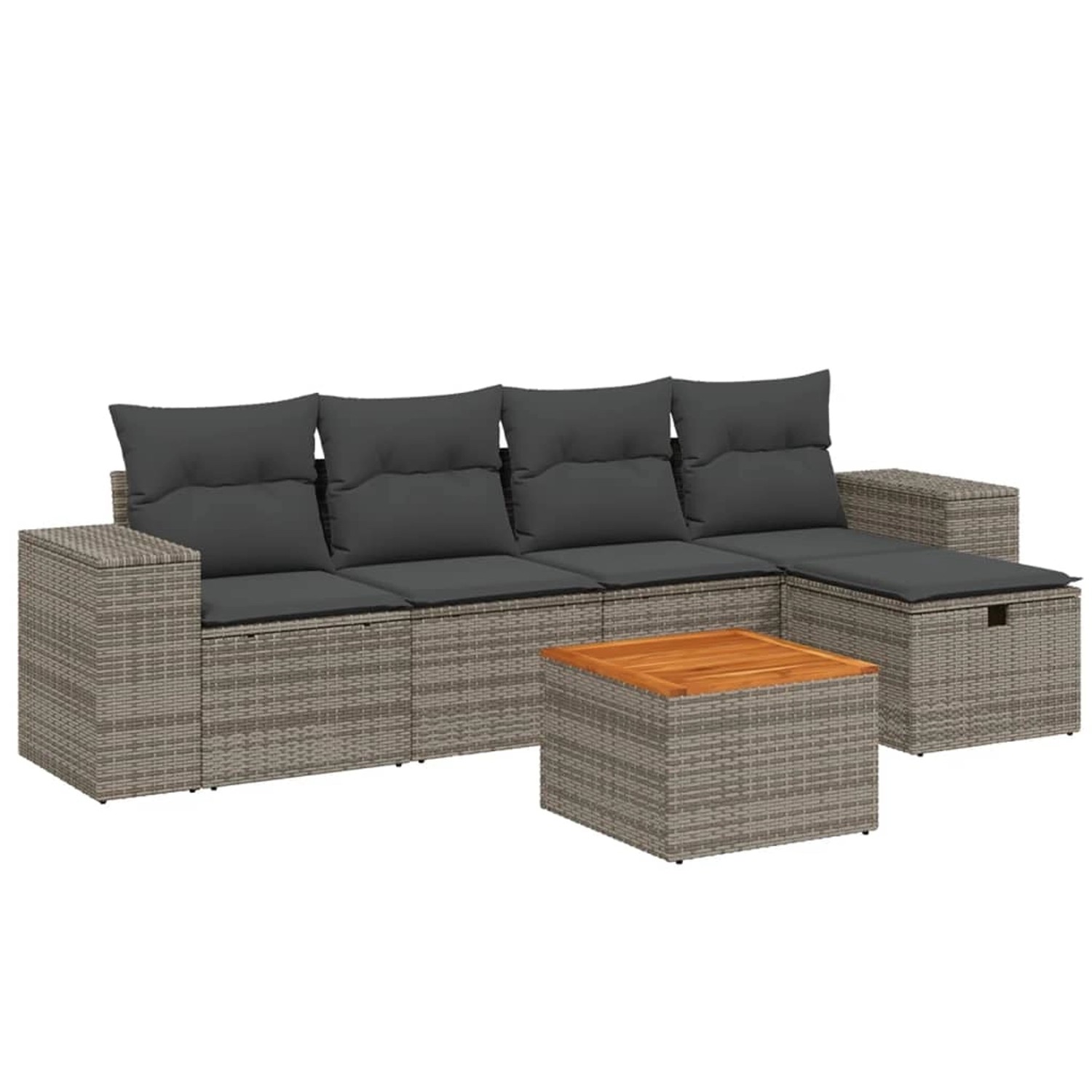 vidaXL 6-Tlg Garten-Sofagarnitur mit Kissen Grau Poly Rattan 3265169 günstig online kaufen