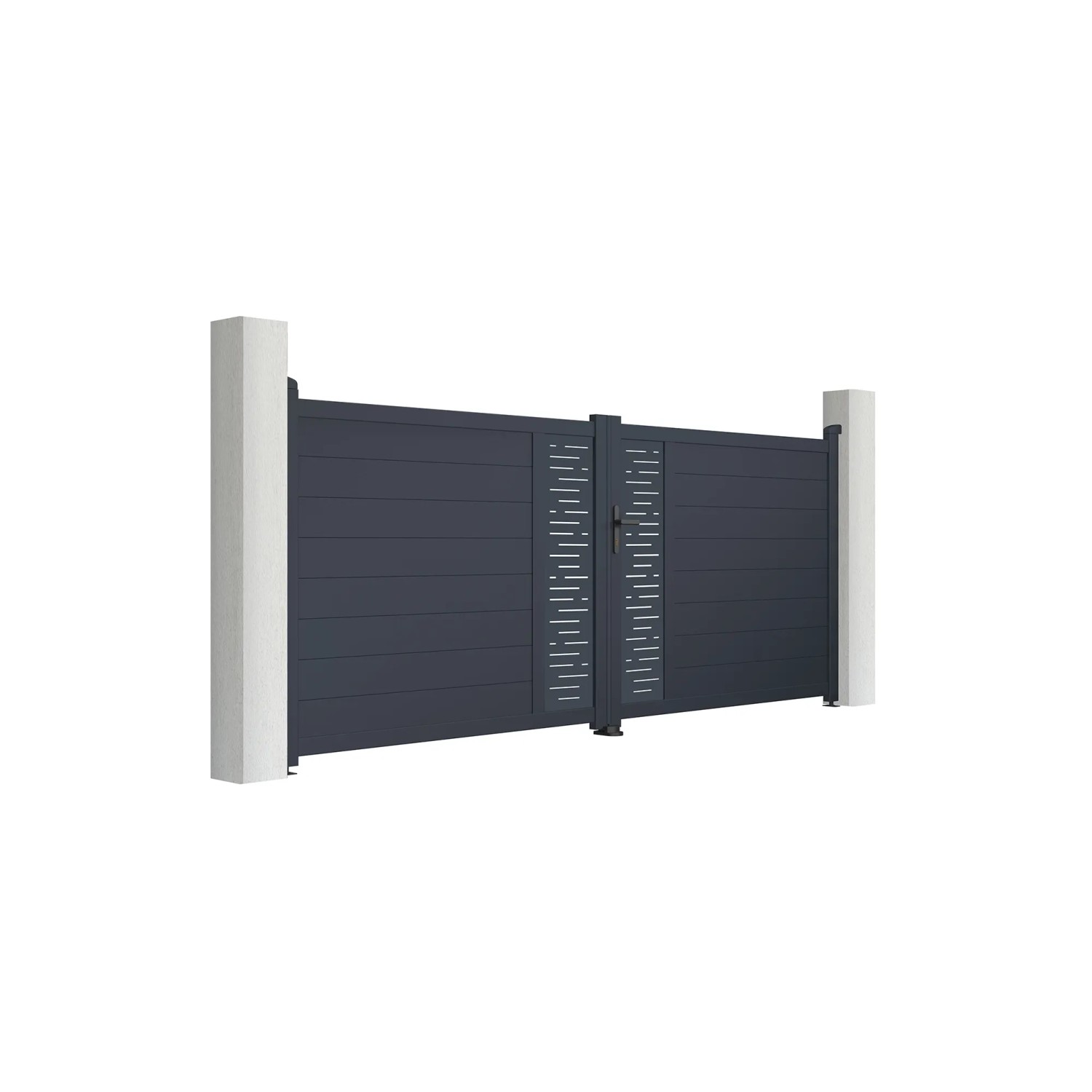 Elektrisches Flügeltor Casanoov Arlberg, 3,5 m breit, 140 cm hoch, mit Drehtorantrieb.