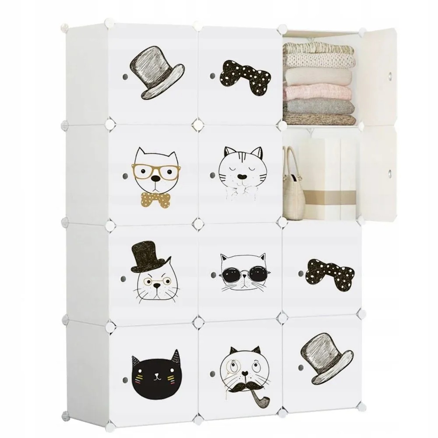 Rebiko Modularer Kleiderschrank Für Kinder Garderobe Märchen Xxl Regal Bunt Kätzchen