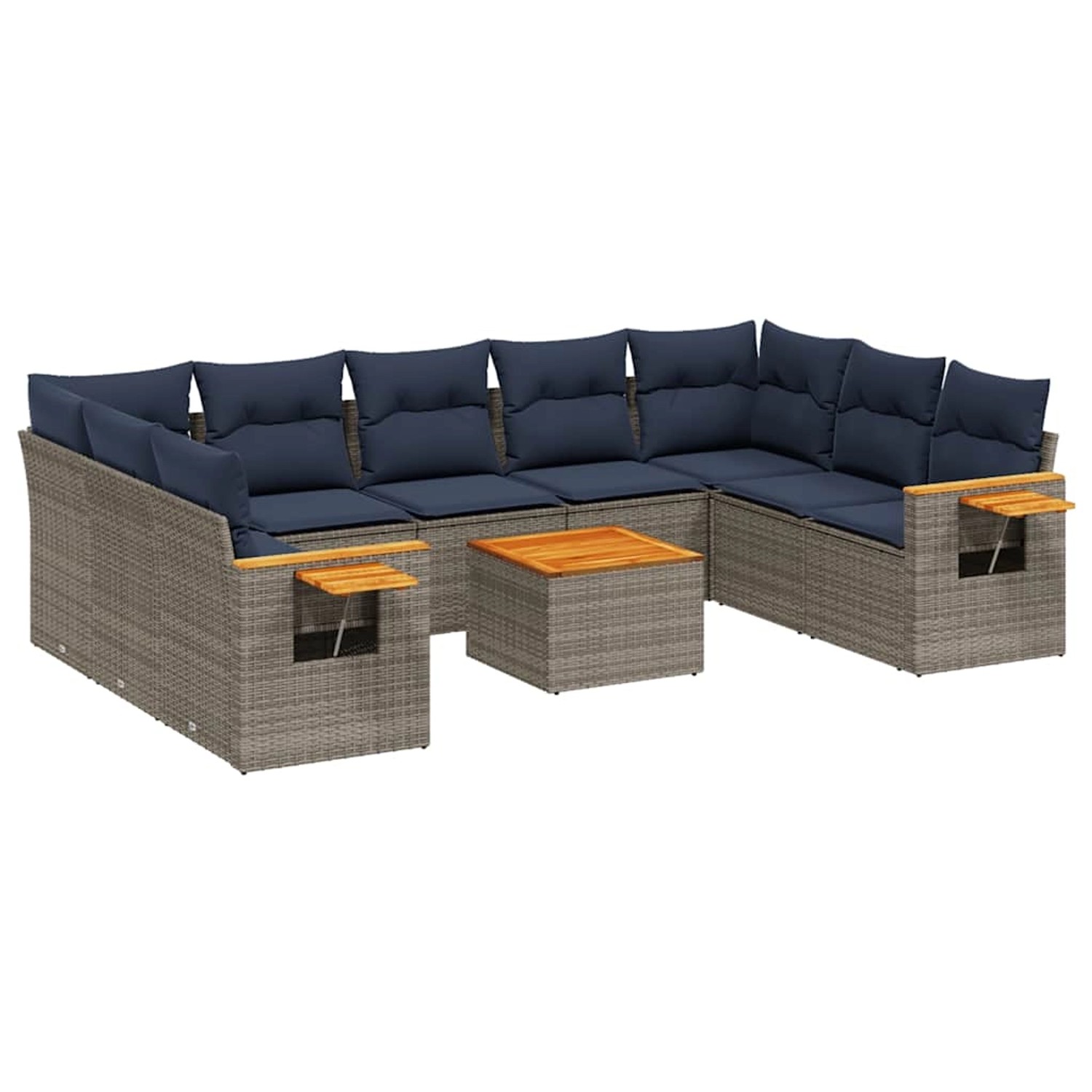 vidaXL 10-Tlg Garten-Sofagarnitur mit Kissen Grau Poly Rattan 3227125 günstig online kaufen