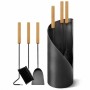 BLACK OAK Kaminbesteck VAIL, 4-teilig, mit Ständer. Schlankes, schwarzes Kaminwerkzeug-Set für Kaminofen.