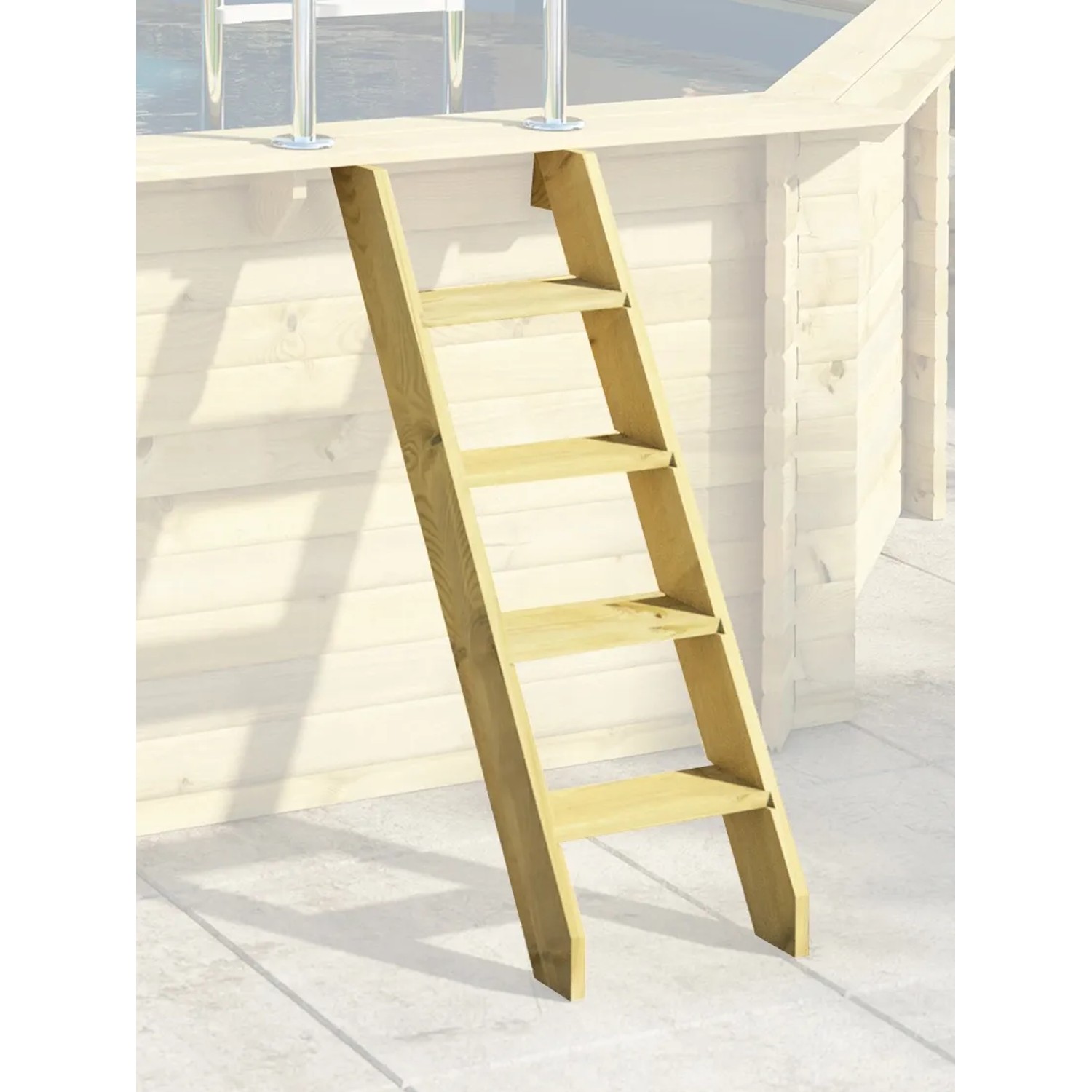 Holzleiter für Karibu Pool Set, Aufstiegshilfe zum Holzpool.