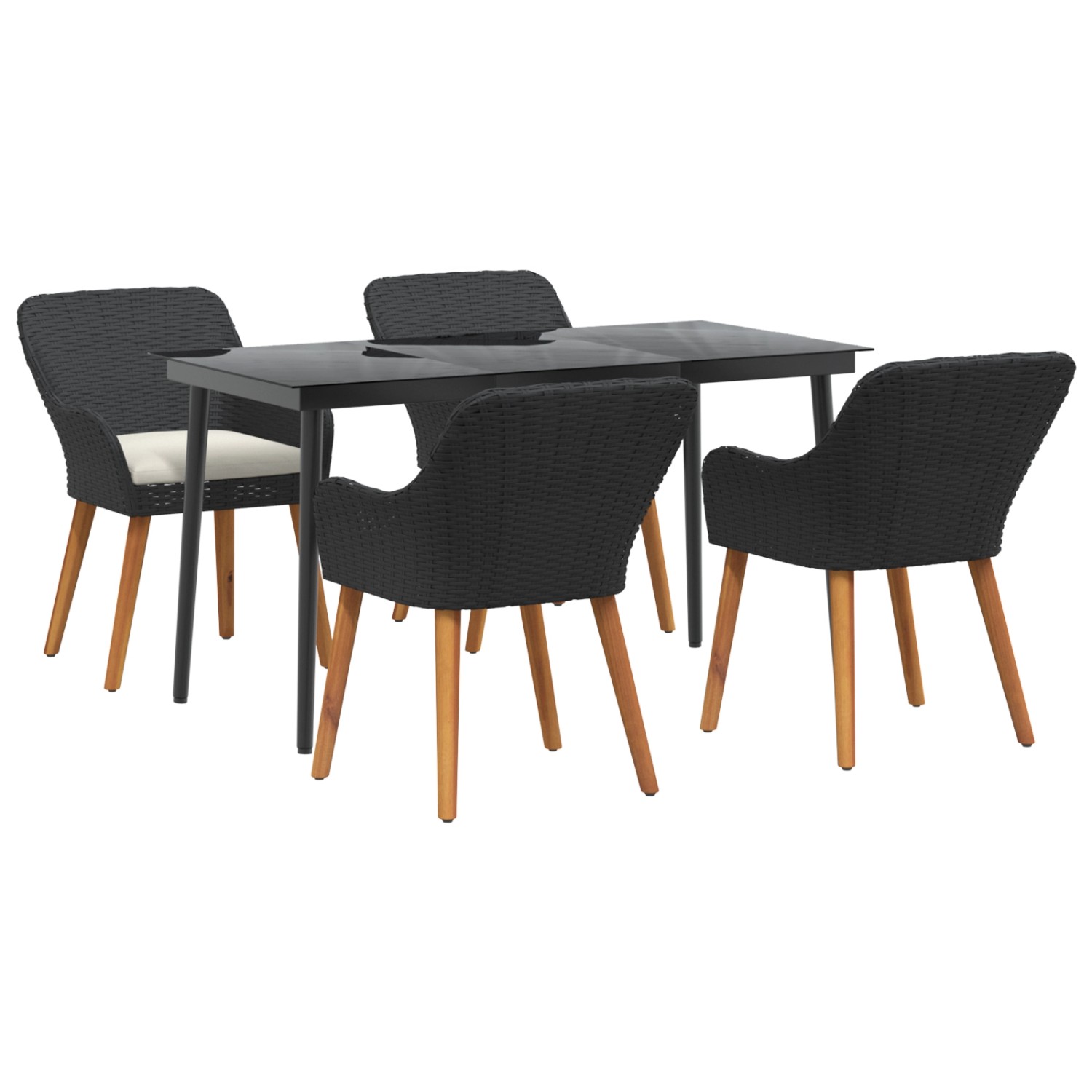 vidaXL 5-Teilige Garten Essgruppe Schwarzes Poly Rattan 3261665 günstig online kaufen