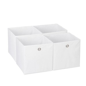 Relaxdays Faltbox 4er Set Polyester Weiß Zusammenfaltbar 30 cm x 30 cm x 30 cm 0,6 kg