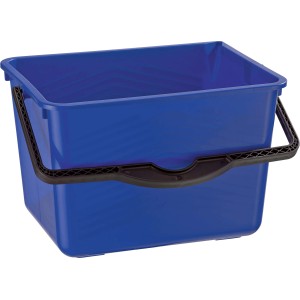 Blauer LUX Farbeimer Classic, 15 l, mit schwarzem Griff und Ausguss für Farben und Anstriche.