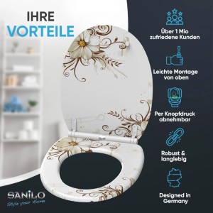 SANILO WC Sitz mit Absenkautomatik Top Fix Flower