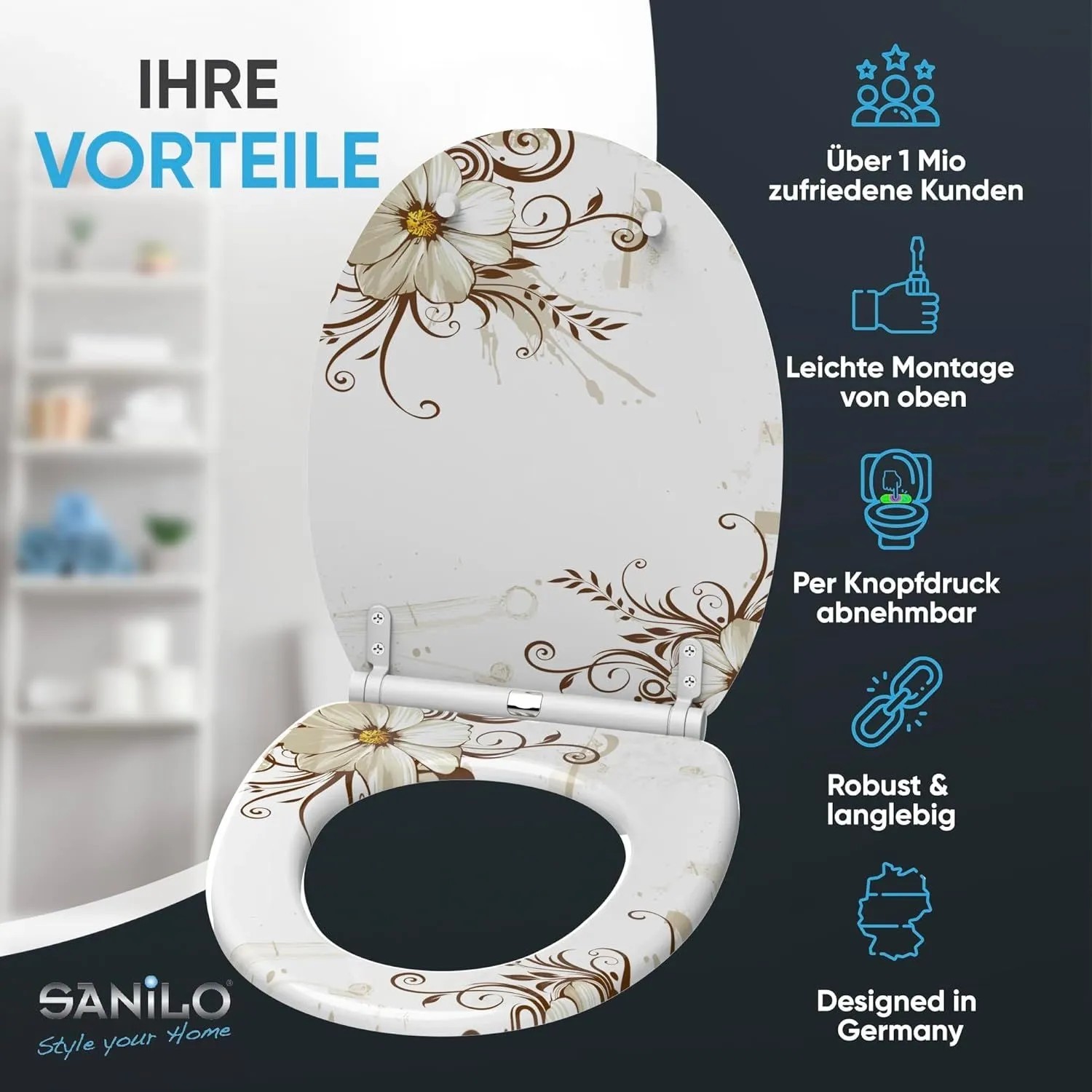 SANILO WC Sitz mit Absenkautomatik Top Fix Flower_2