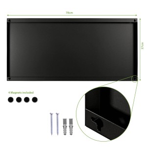 Schwarze Banjado Magnettafel 78x37cm mit E-Gitarren Motiv, inkl. Magnete und Montagematerial.
