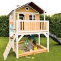 Axi Marc Spielhaus mit Rutsche, Sandkasten und Leiter. Braun-weißes Holzhaus für Kinder im Garten.