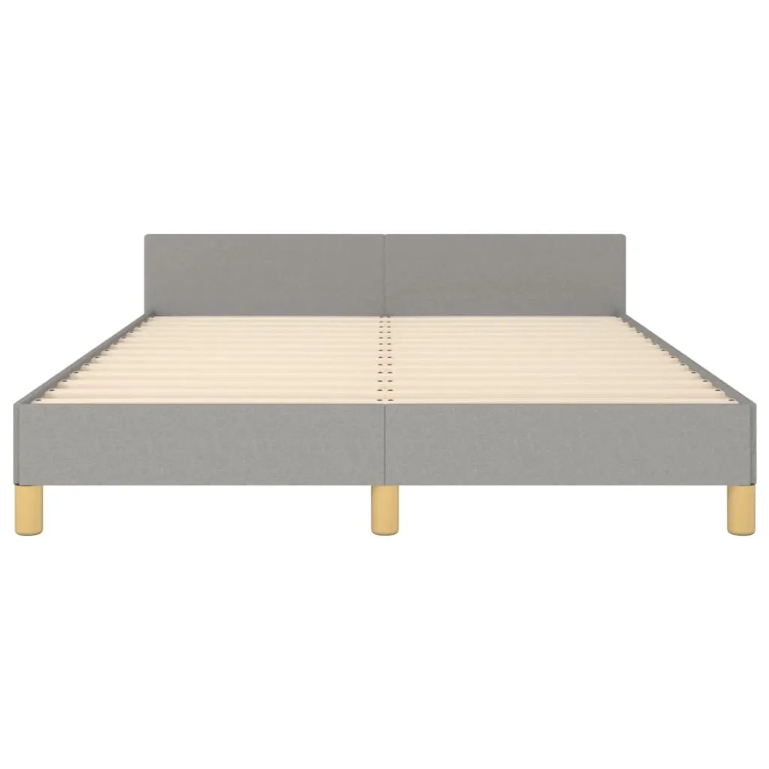 Hellgraues Stoff-Bettgestell 140x190 cm mit Kopfteil. Modernes Design für Schlafzimmer.