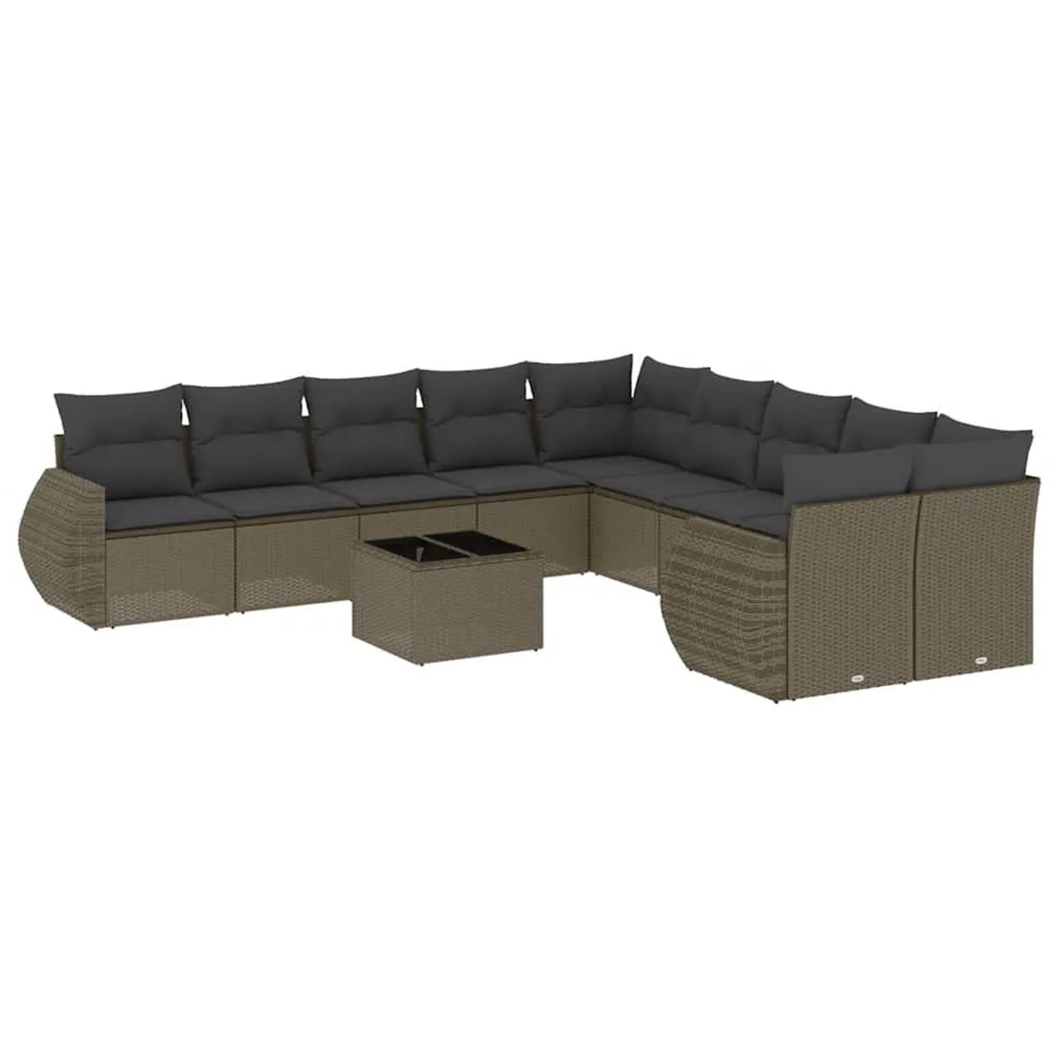 vidaXL 11-Tlg Garten-Sofagarnitur mit Kissen Hellgrau Poly Rattan 3221921 günstig online kaufen