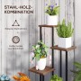 Outsunny Blumenständer aus Stahl und Holz, verkohlt, mit 5 Ebenen für Pflanzen und Deko.
