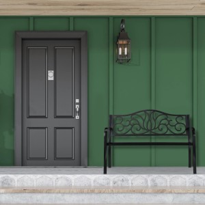 Relaxdays Gartenbank Stahl Gusseisen Schwarz 2 Personen 90 cm x 127,5 cm x 63 cm 14,3 kg